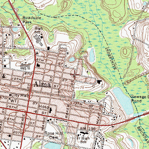 Topographic Map of East Side Baptist Church, GA