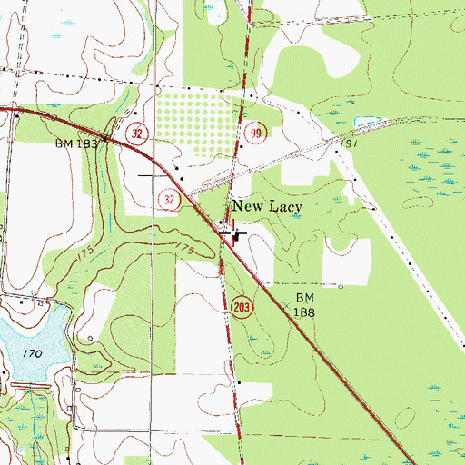 Topographic Map of New Lacy Church of God, GA