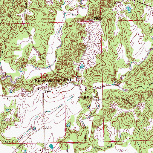 Topographic Map of Piney Springs Cemetery, MS