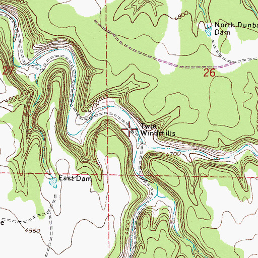 Topographic Map of Twin Windmills, CO