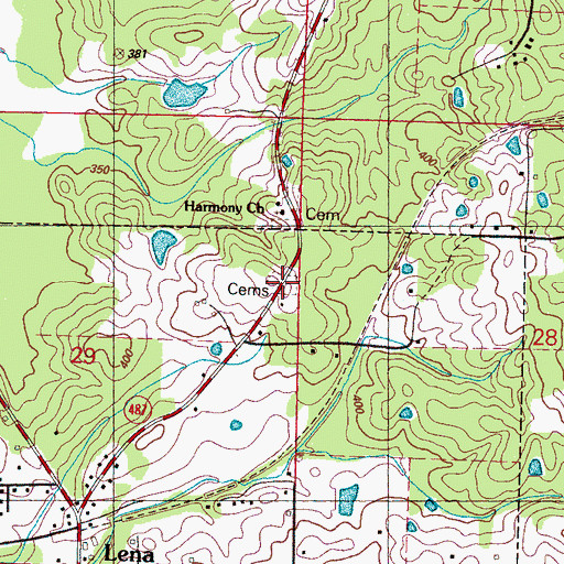 Topographic Map of Lena Cemetery, MS