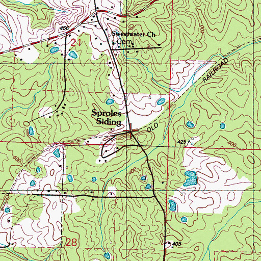 Topographic Map of Sproles Siding, MS
