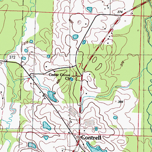 Topographic Map of Cedar Grove Church, MS