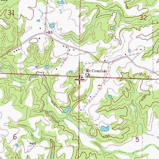 Topographic Map of Mount Comfort Cemetery, MS