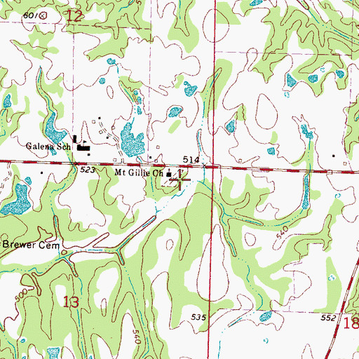 Topographic Map of Mount Gillie Cemetery, MS