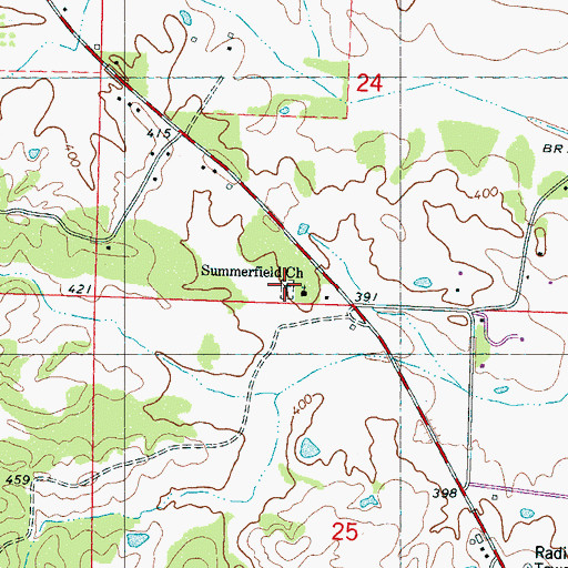 Topographic Map of Summerfield Cemetery, MS