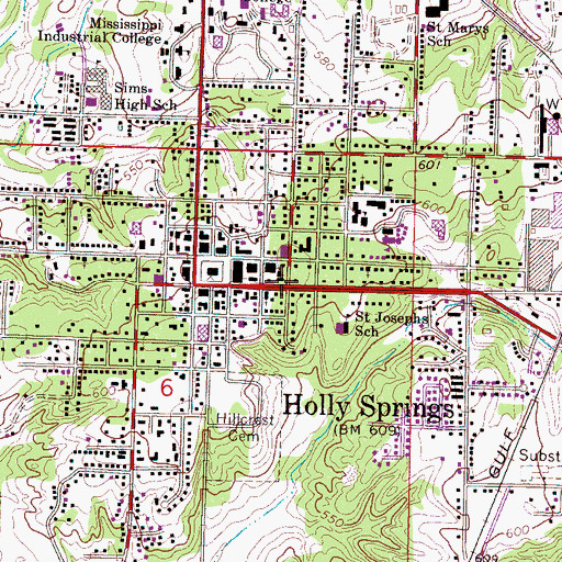 Topographic Map of Christ Episcopal Church, MS