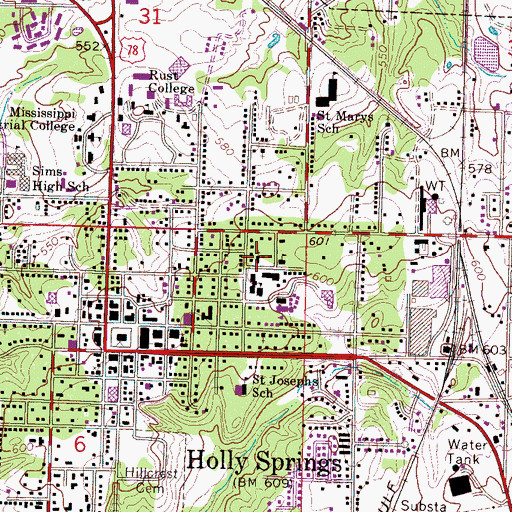 Topographic Map of Church of Christ, MS
