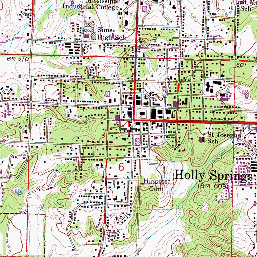 Topographic Map of First Presbyterian Church, MS