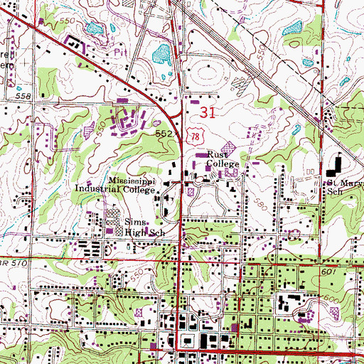 Topographic Map of Mechanics Hall, MS