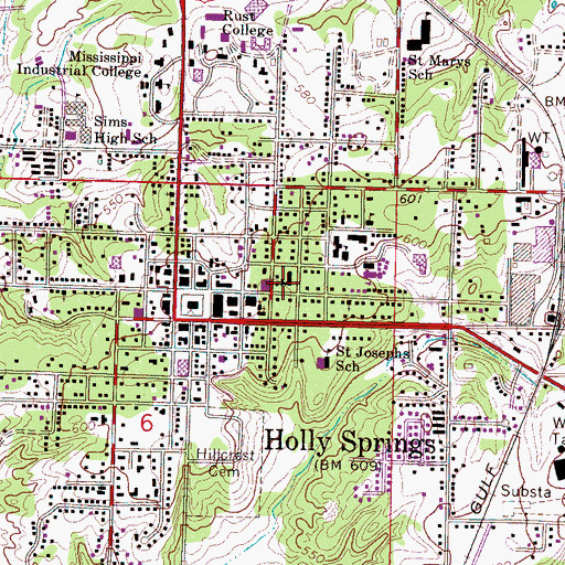 Topographic Map of North Mississippi Hospital, MS