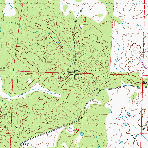 Topographic Map of Bluff Springs Cemetery, MS