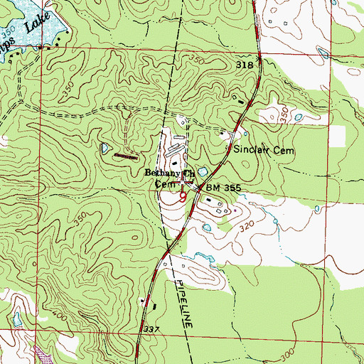 Topographic Map of Bethany Cemetery, MS