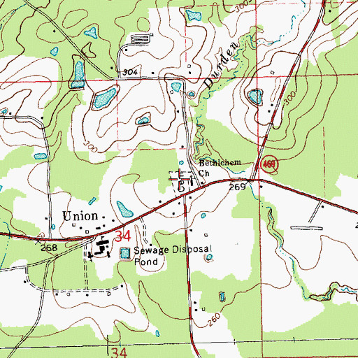 Topographic Map of Bethlehem Cemetery, MS