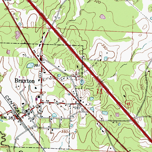 Topographic Map of Braxton Cemetery, MS