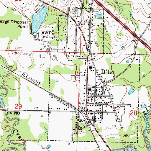 Topographic Map of D'Lo Cemetery, MS