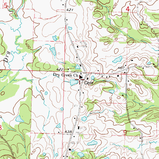 Topographic Map of Dry Creek Cemetery, MS