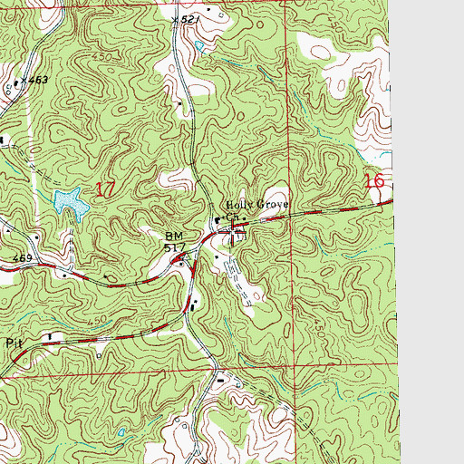 Topographic Map of Holly Grove Cemetery, MS