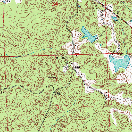 Topographic Map of Mount Olive Cemetery, MS