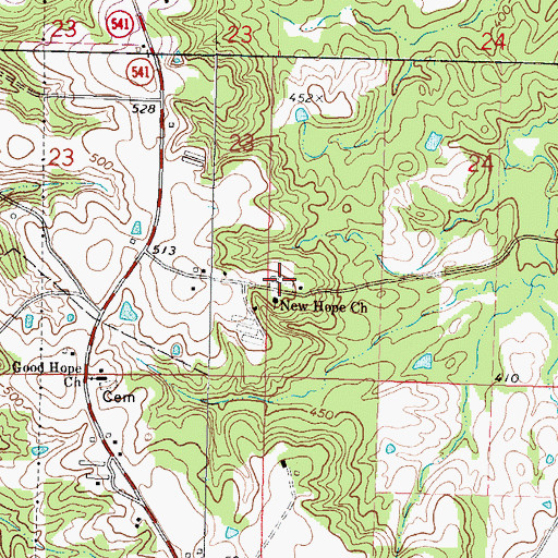 Topographic Map of New Hope Cemetery, MS