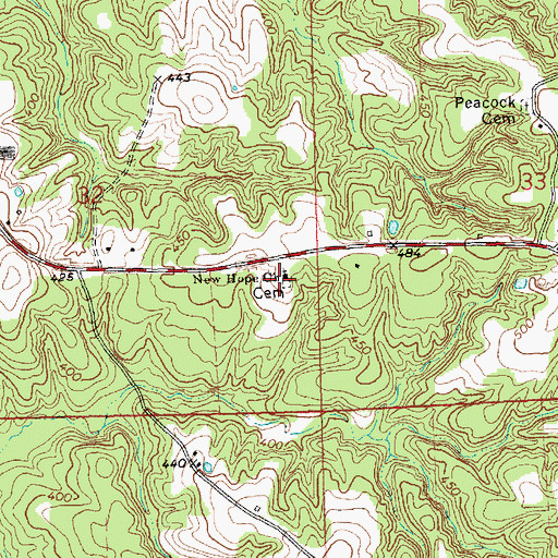 Topographic Map of New Hope Cemetery, MS