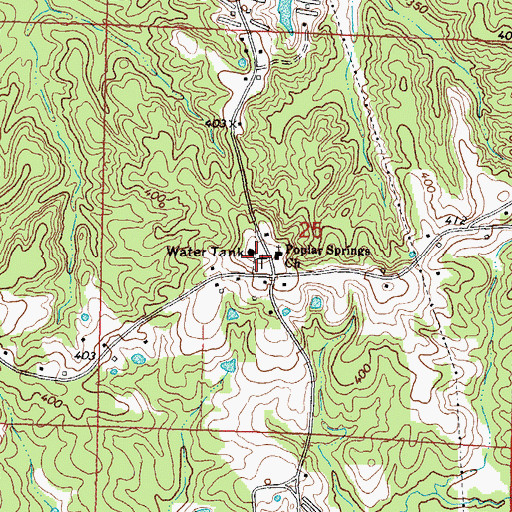 Topographic Map of Poplar Springs Cemetery, MS