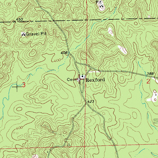 Topographic Map of Rexford Cemetery, MS