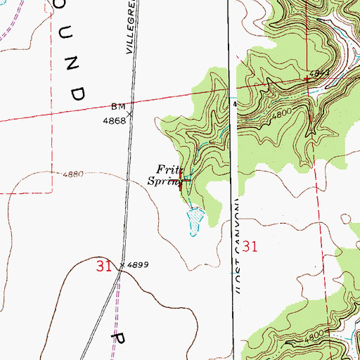Topographic Map of Fritz Spring, CO