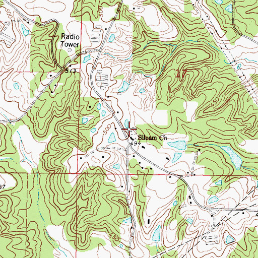 Topographic Map of Siloam Cemetery, MS