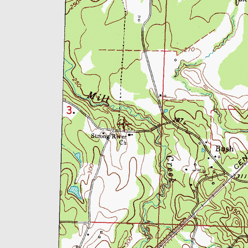 Topographic Map of Strong River Cemetery, MS