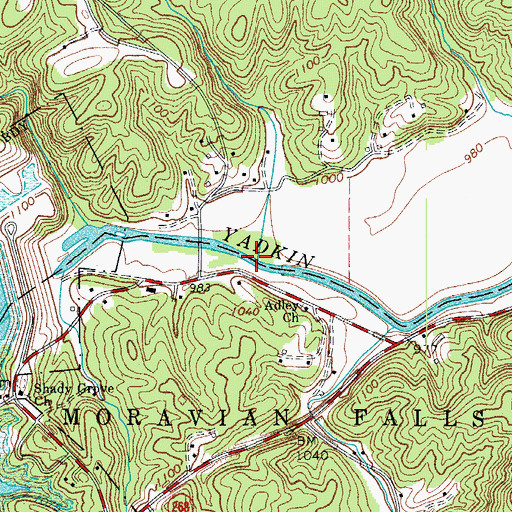 Topographic Map of Browns Ford, NC