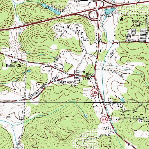 Topographic Map of Edgewood, NC