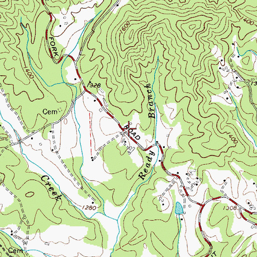 Topographic Map of Ready Branch, NC