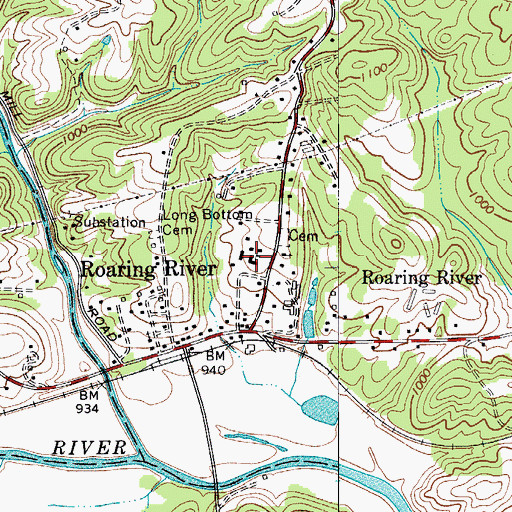 Topographic Map of Roaring River Elementary School, NC