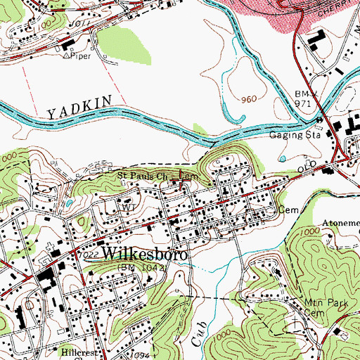 Topographic Map of Saint Pauls Cemetery, NC