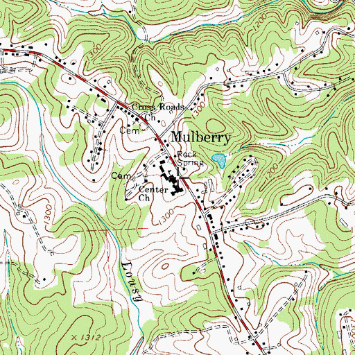 Topographic Map of Sulphur Springs Academy (historical), NC