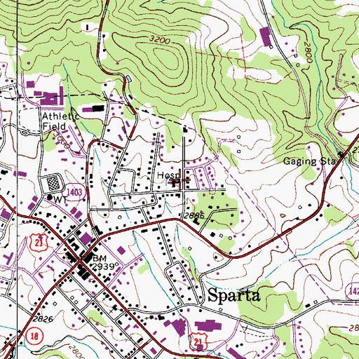 Topographic Map of Alleghany Memorial Hospital, NC