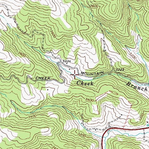Topographic Map of Cheek Mill (historical), NC