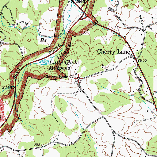 Topographic Map of Cherry Lane Cemetery, NC