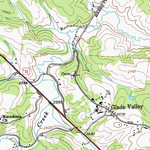 Topographic Map of Glade Valley Presbyterian Church, NC