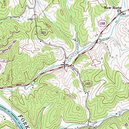 Topographic Map of Kings Creek, NC