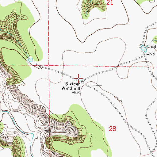 Topographic Map of Sixteen Windmill, CO