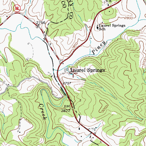 Topographic Map of Laurel Springs, NC