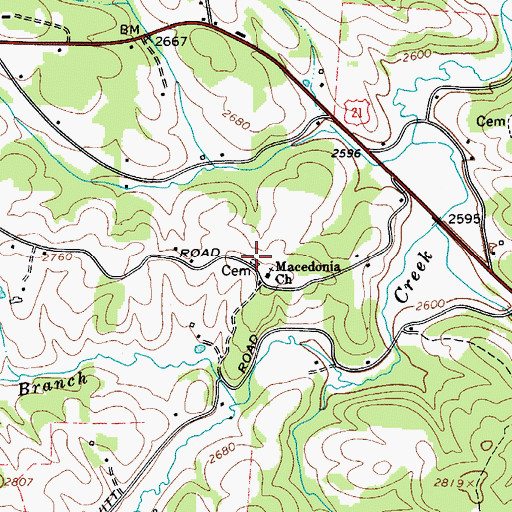 Topographic Map of Macedonia Cemetery, NC