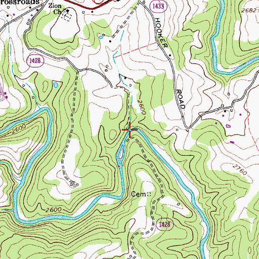 Topographic Map of McCann Mill (historical), NC