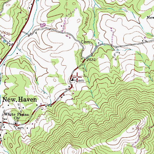 Topographic Map of New Haven Cemetery, NC