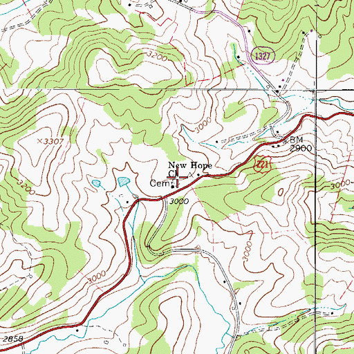 Topographic Map of New Hope Cemetery, NC