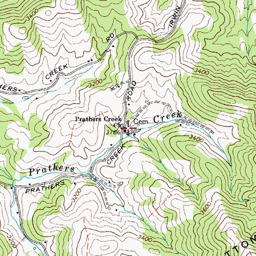 Topographic Map of Prathers Creek Cemetery, NC