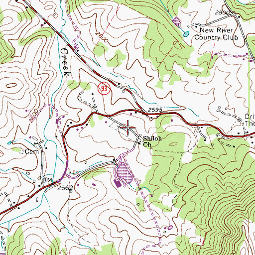 Topographic Map of Shiloh Cemetery, NC