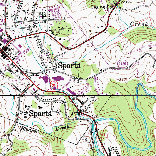 Topographic Map of Sparta Cemetery, NC